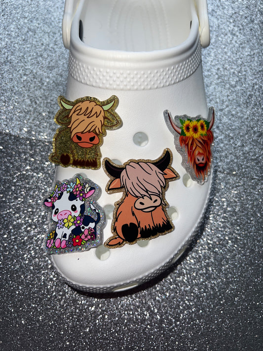 Cow / Highland cow RESIN made glitter shoe charm