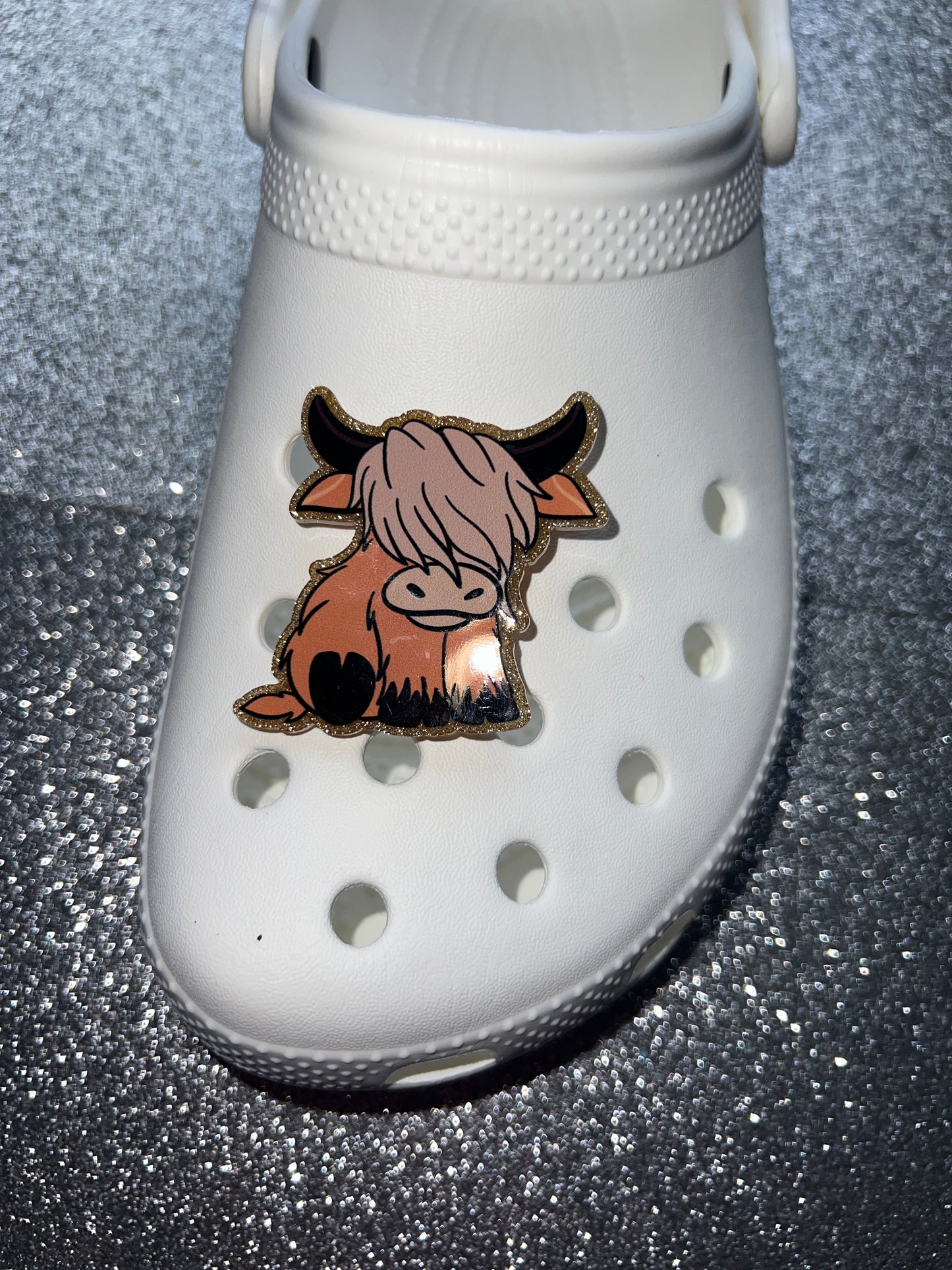 Cow / Highland cow RESIN made glitter shoe charm