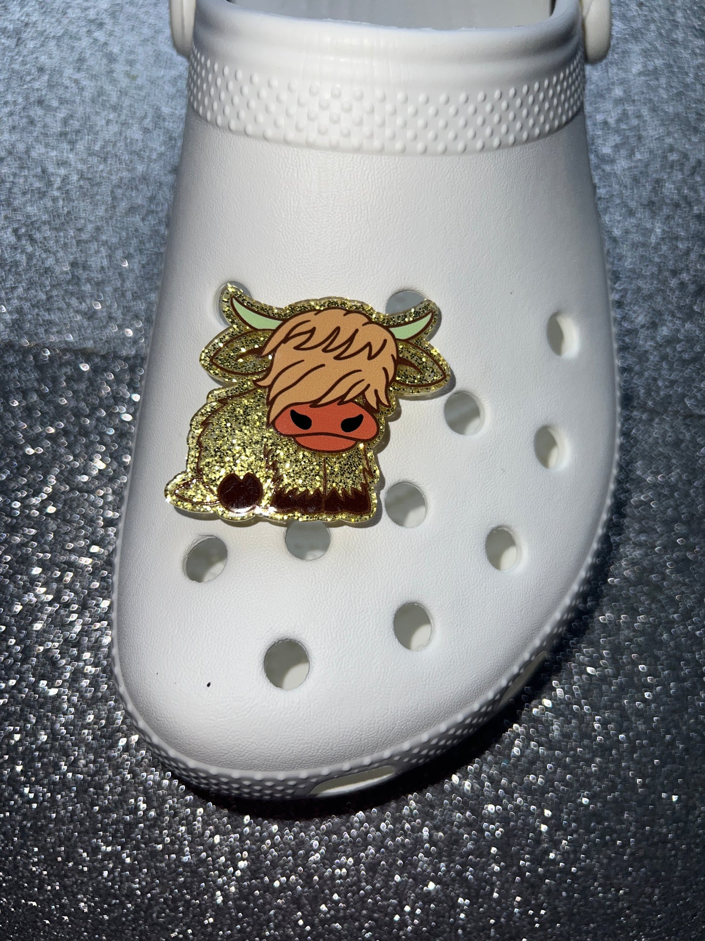 Cow / Highland cow RESIN made glitter shoe charm