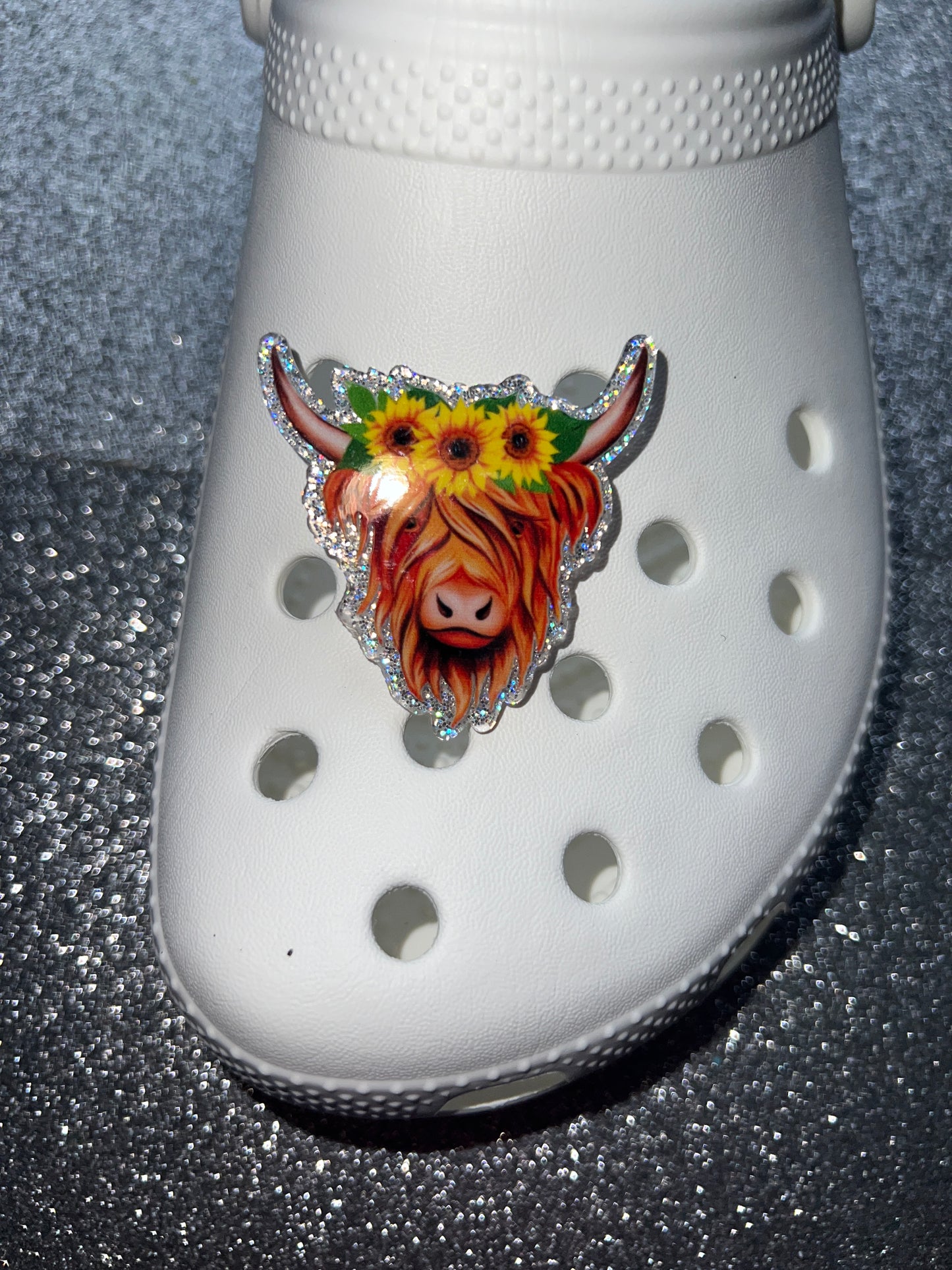 Cow / Highland cow RESIN made glitter shoe charm