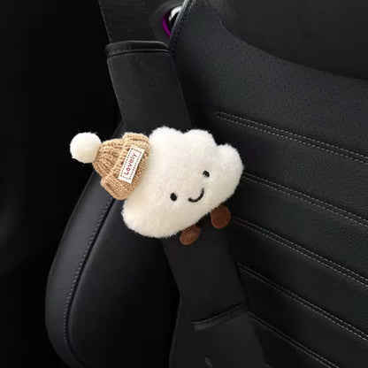 x1 Seat belt cover - cute cloud plush design. Seat belt shoulder pad/protector