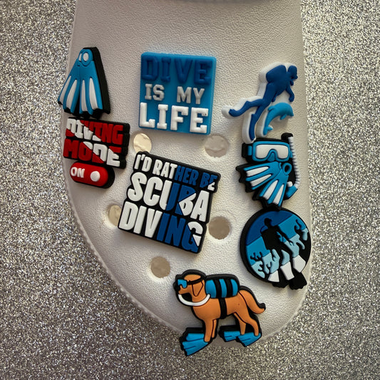 Scuba diving shoe charm collection