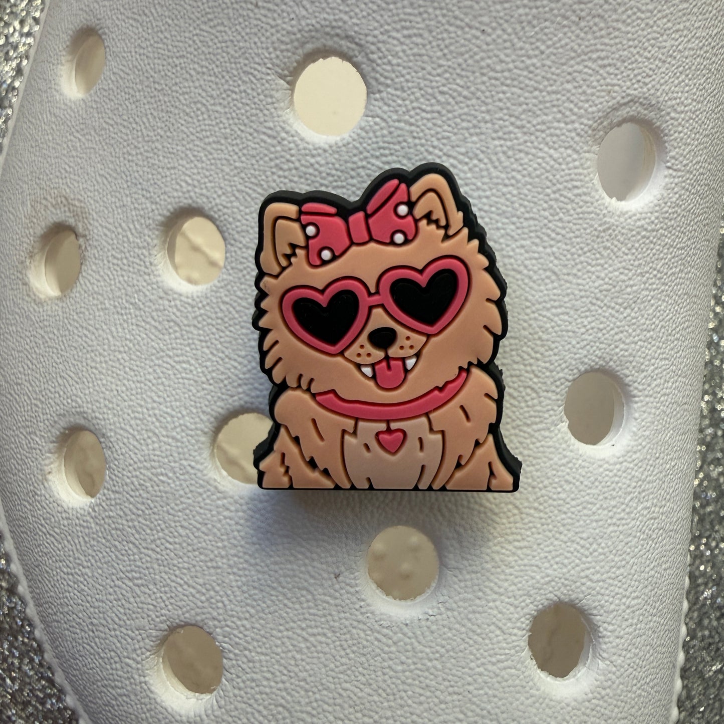 Dog breeds with heart glasses shoe charm collection