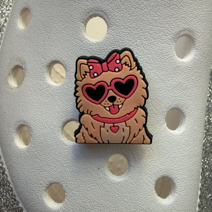 Dog breeds with heart glasses shoe charm collection