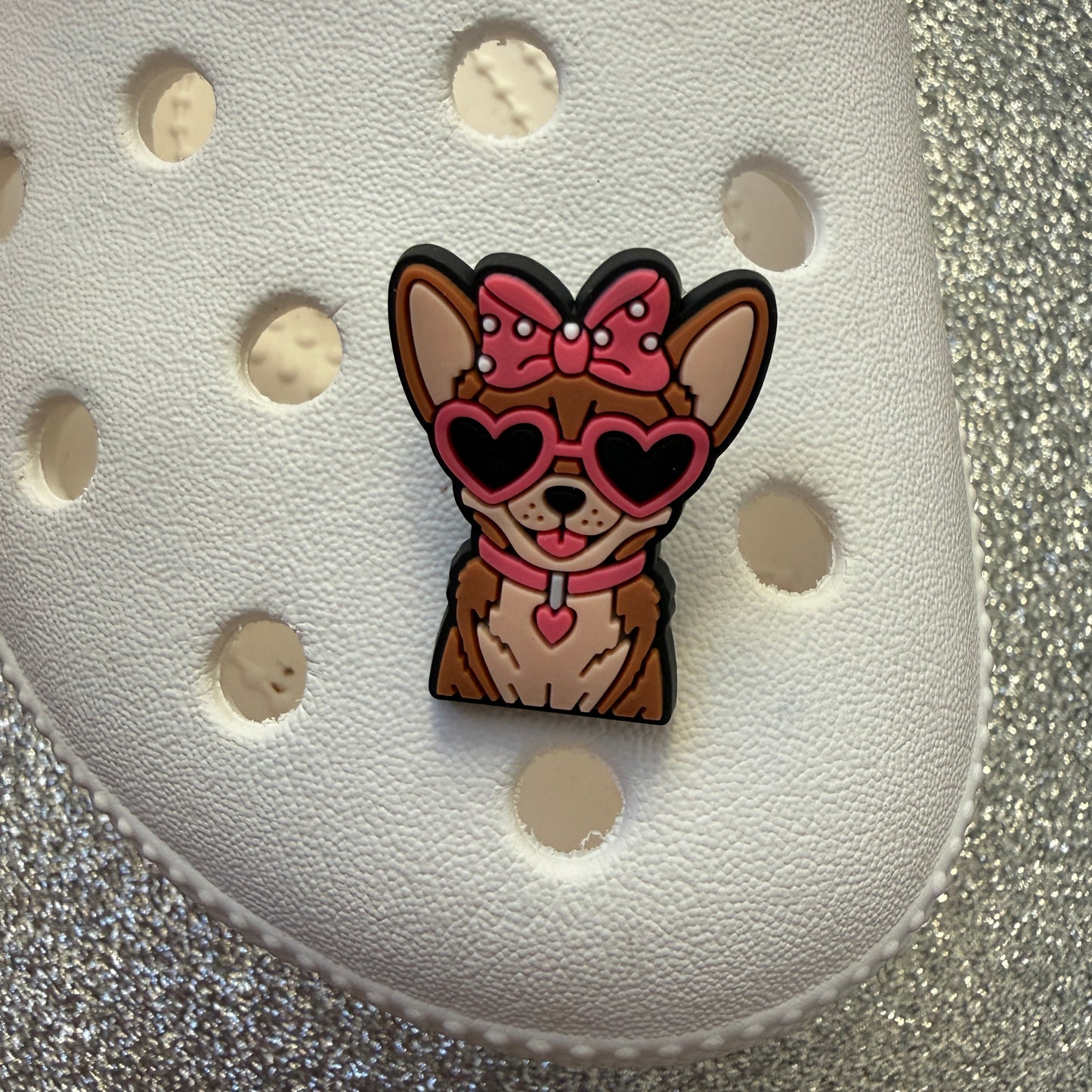 Dog breeds with heart glasses shoe charm collection