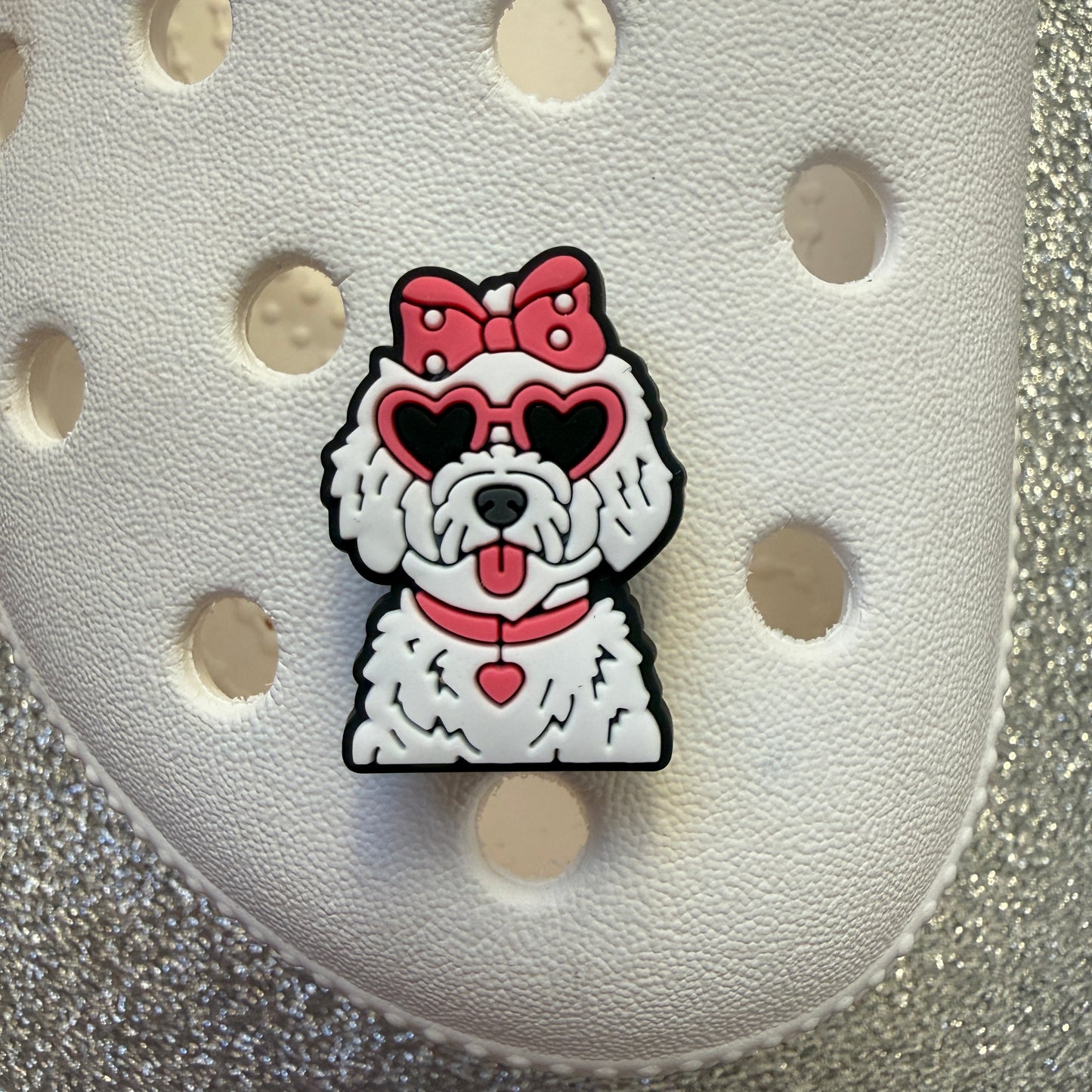 Dog breeds with heart glasses shoe charm collection
