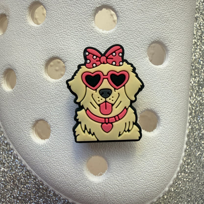 Dog breeds with heart glasses shoe charm collection