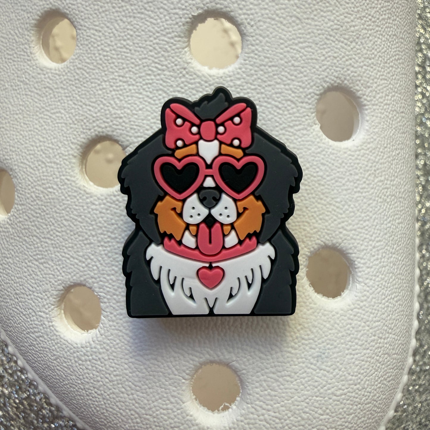 Dog breeds with heart glasses shoe charm collection