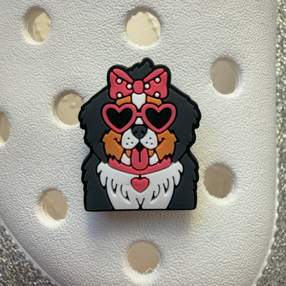 Dog breeds with heart glasses shoe charm collection