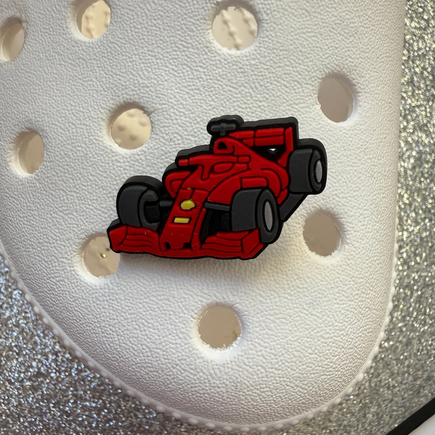 Racing car shoe charm