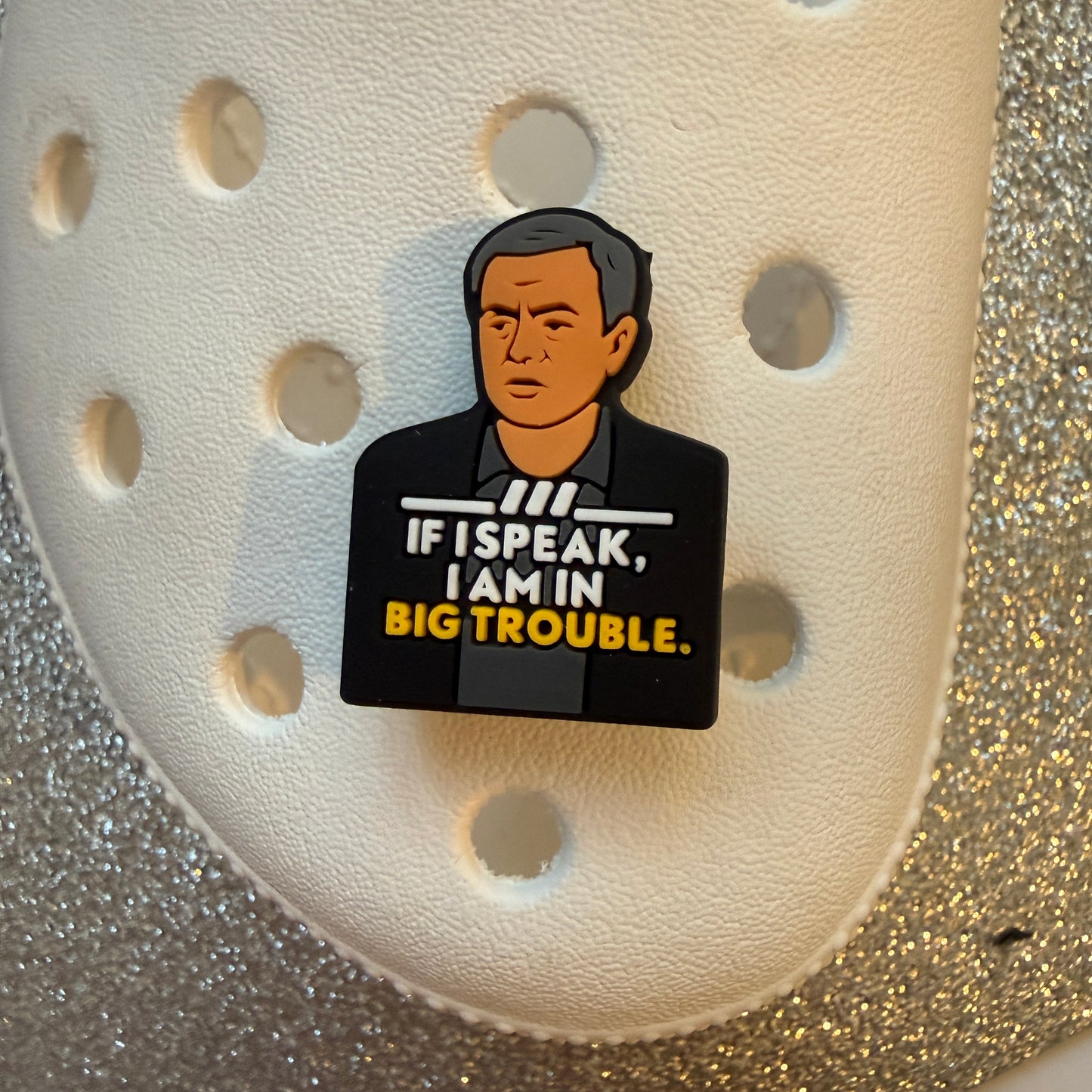 Football meme shoe charm - Utter woke nonsense, If I speak im in big trouble - Sean Dyche, Jose Mourinho, Mick McCarthy