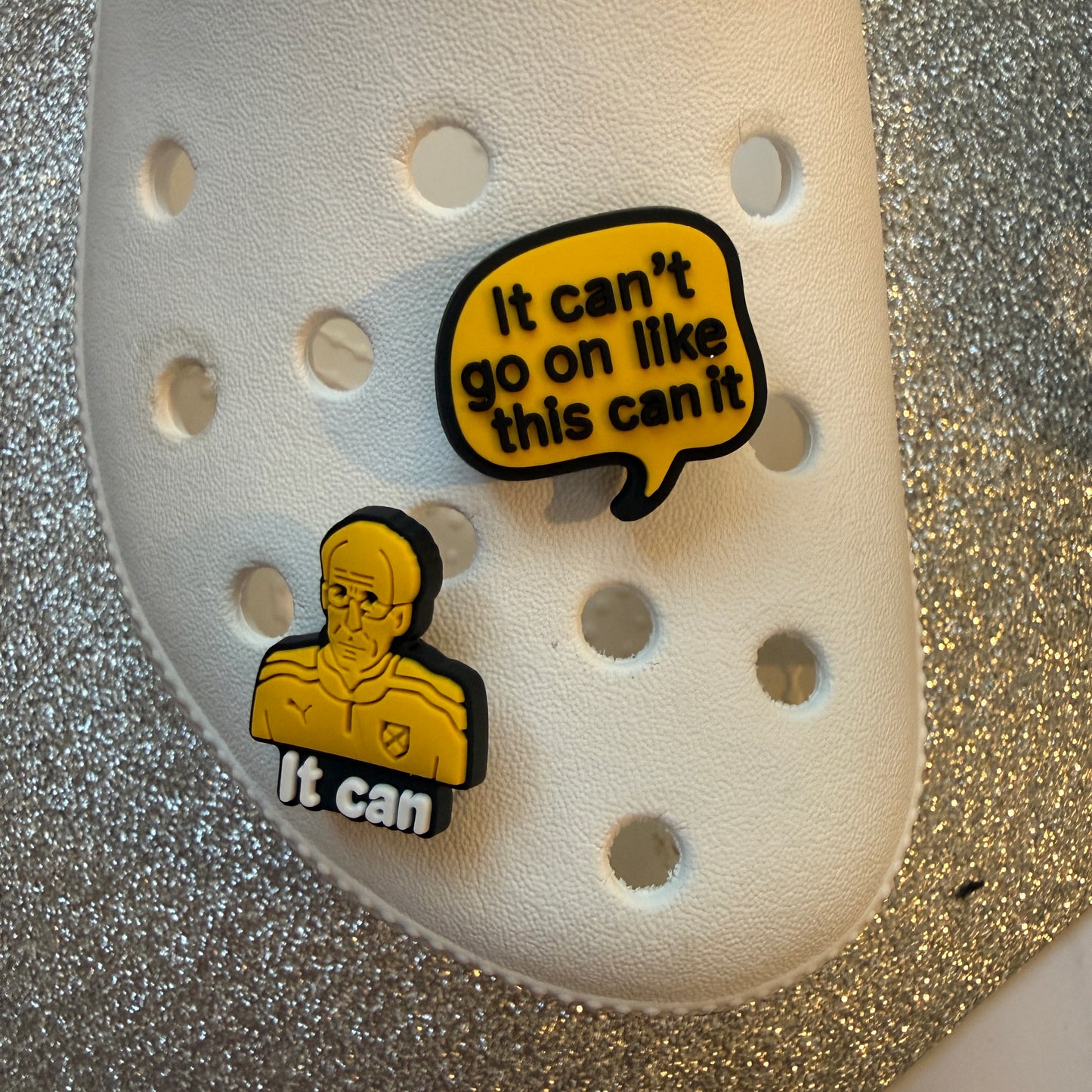 Football meme shoe charm - Utter woke nonsense, If I speak im in big trouble - Sean Dyche, Jose Mourinho, Mick McCarthy