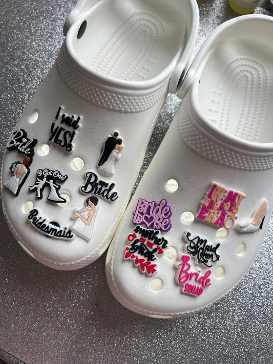 Bride wedding shoe charms - bridesmaid, engaged, maid of honour