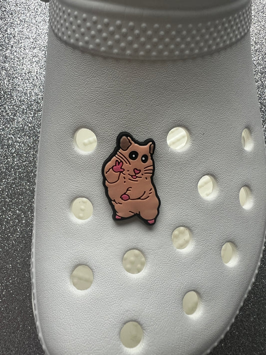 Hamster doing peace sign meme shoe charm