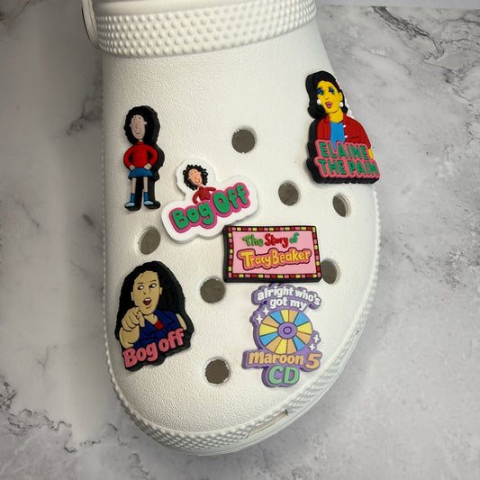 Tracy Beaker shoe charm collection - bog off/elaine the pain
