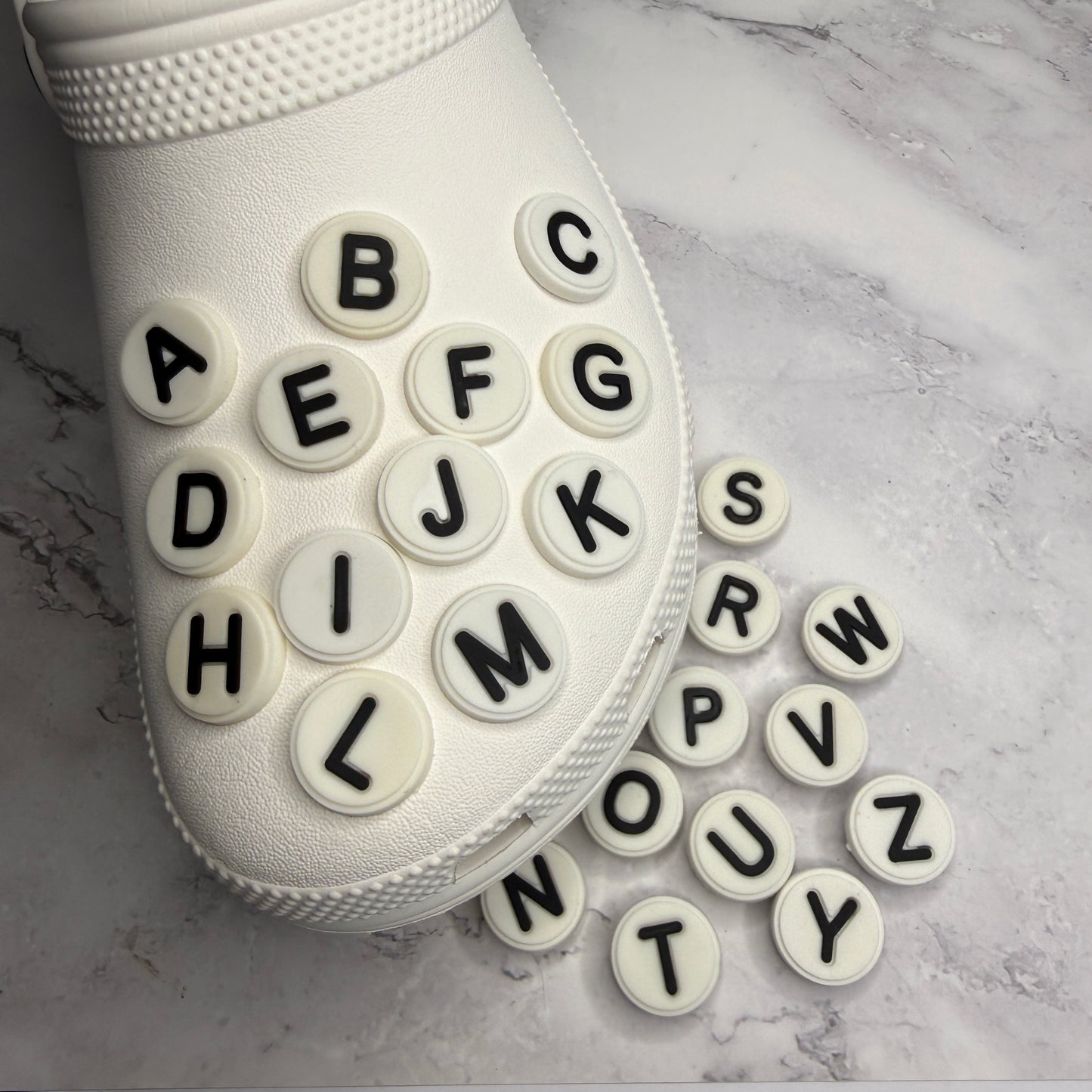 Circle letters shoe charms