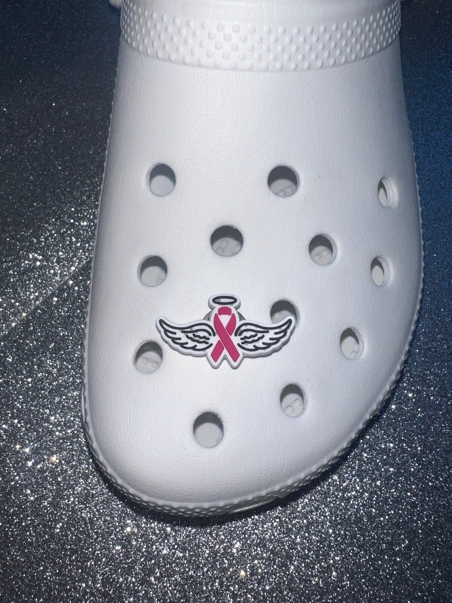 Pink ribbon cancer shoe charm collection