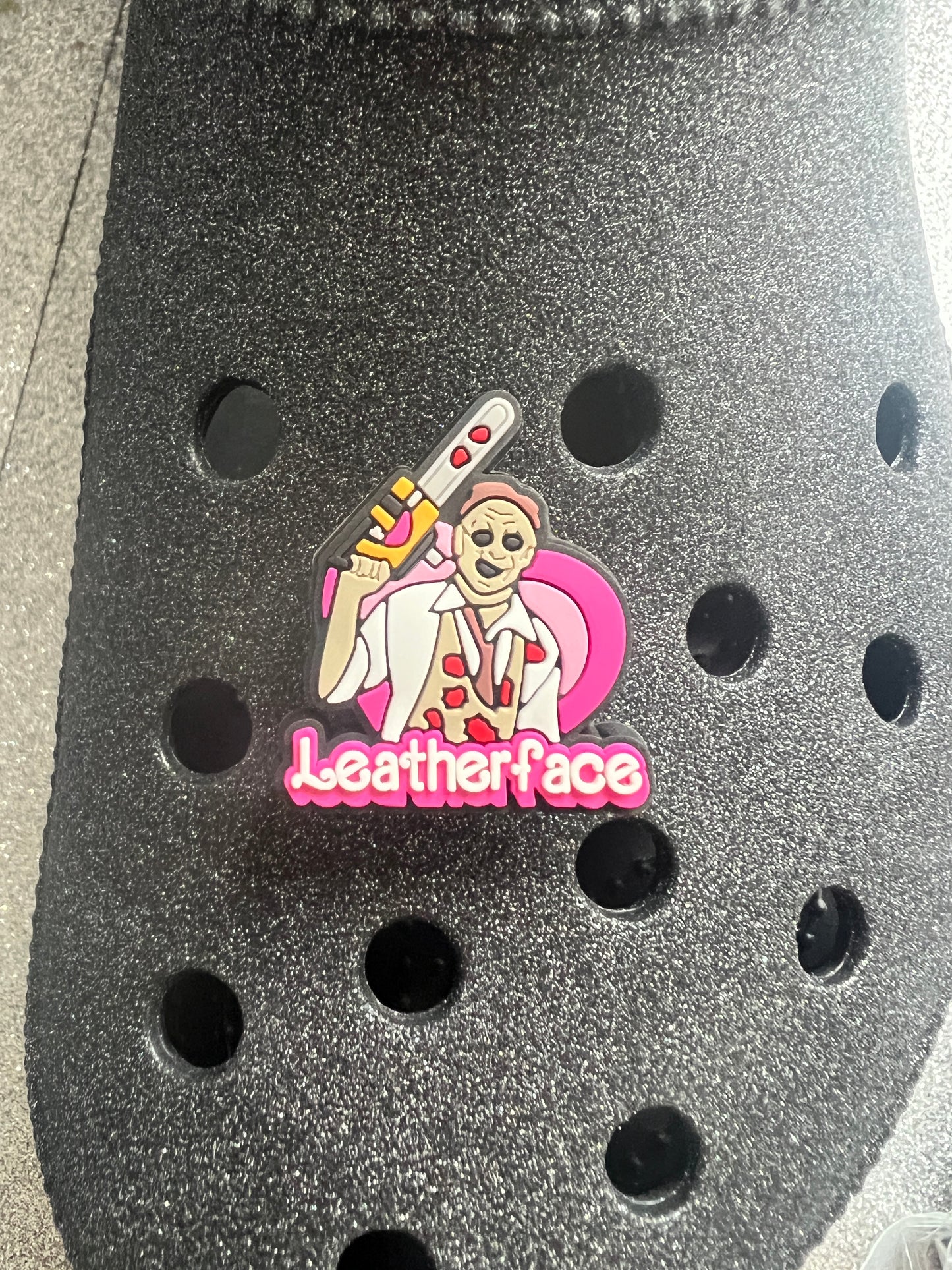 Pink Horror character shoe charm collection - Freddie Chuck ghost face Michael Leatherface Jason