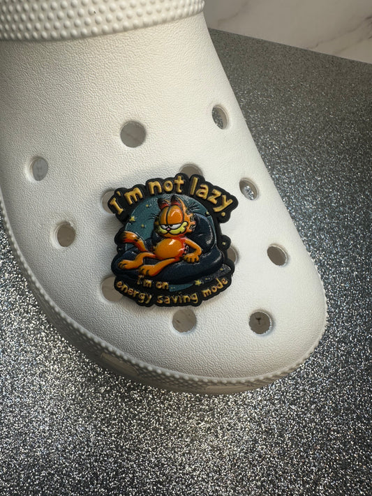 Garfielď 'im not lazy im on energy saver mode' shoe charm