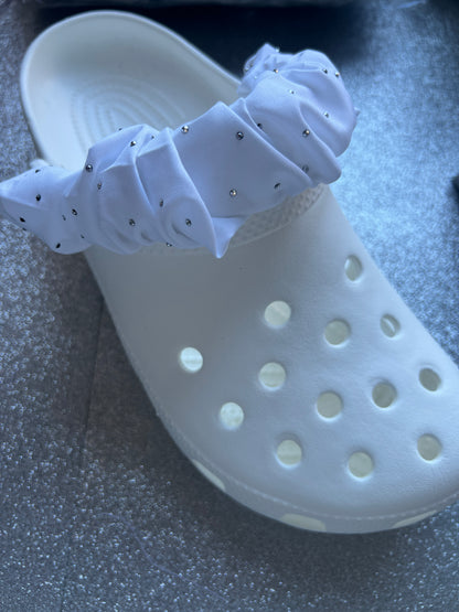 x2 pair of shoe strap covers - fluffy/silk gem. For adult shoes and smaller ones for children's