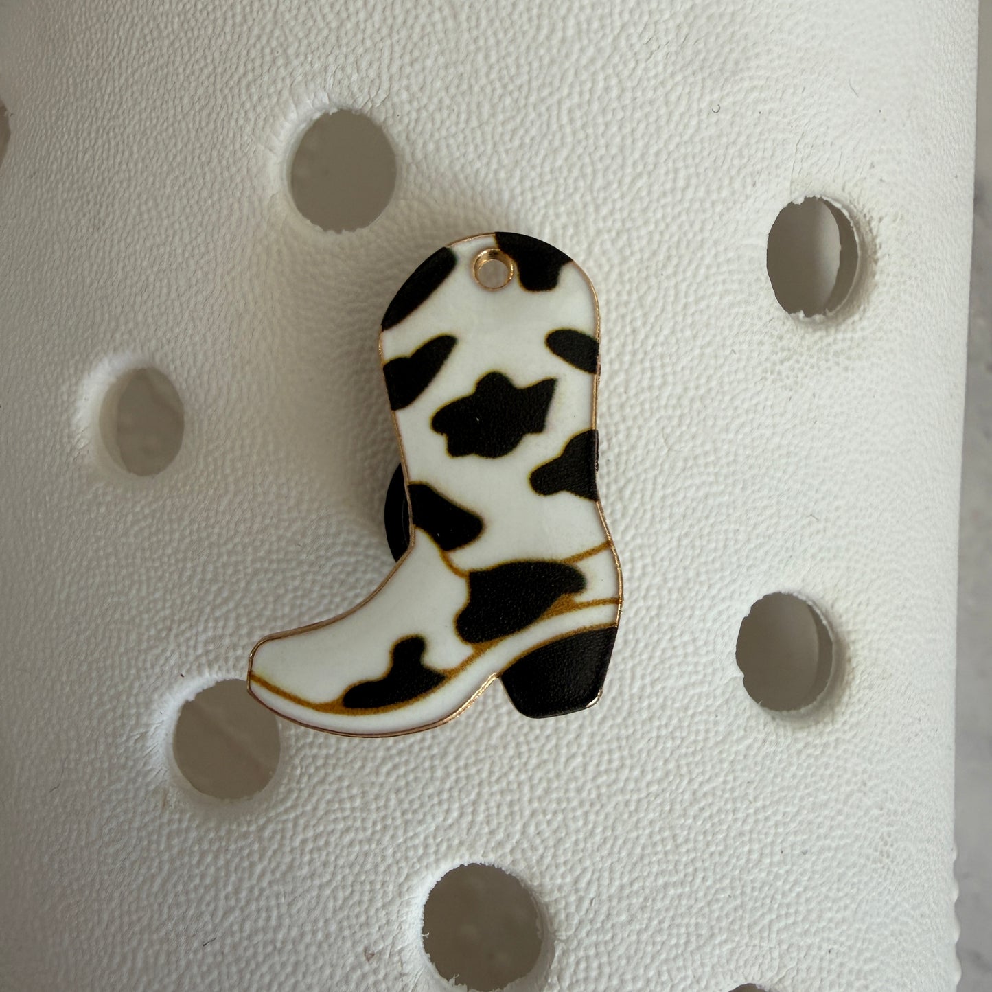 Pink cowgirl boots - cow print shoe charm collection