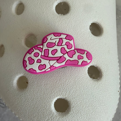 Pink cowgirl boots - cow print shoe charm collection