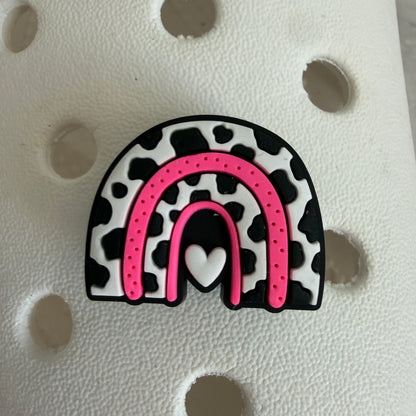 Pink cowgirl boots - cow print shoe charm collection