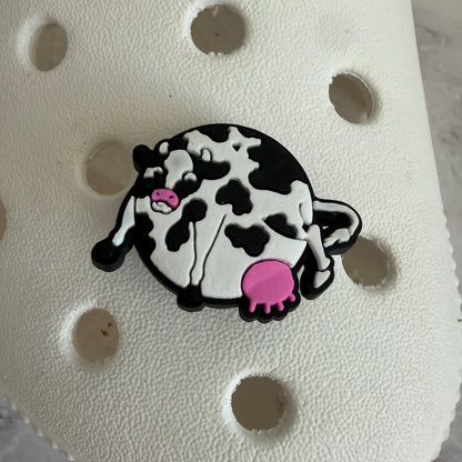 Pink cowgirl boots - cow print shoe charm collection