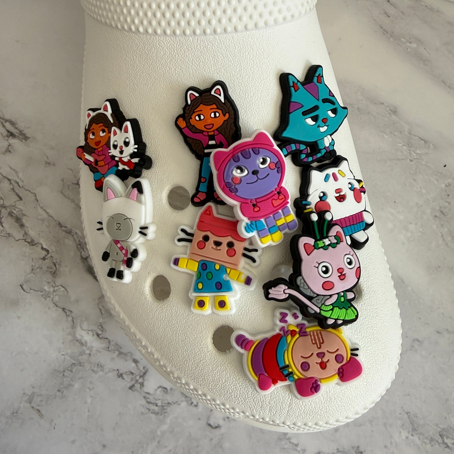 Gabby's dollhouse shoe charm collection