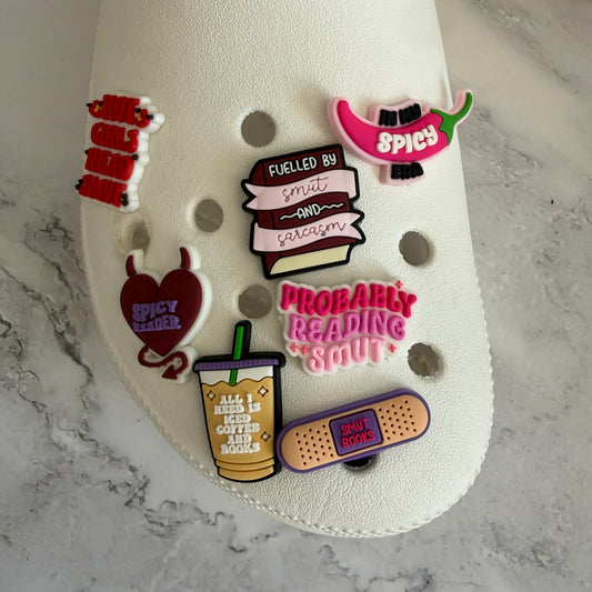 Smut book reader shoe charm collection - bookish booktok