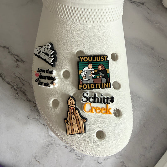 Schitts Creek sitcom shoe charm collection