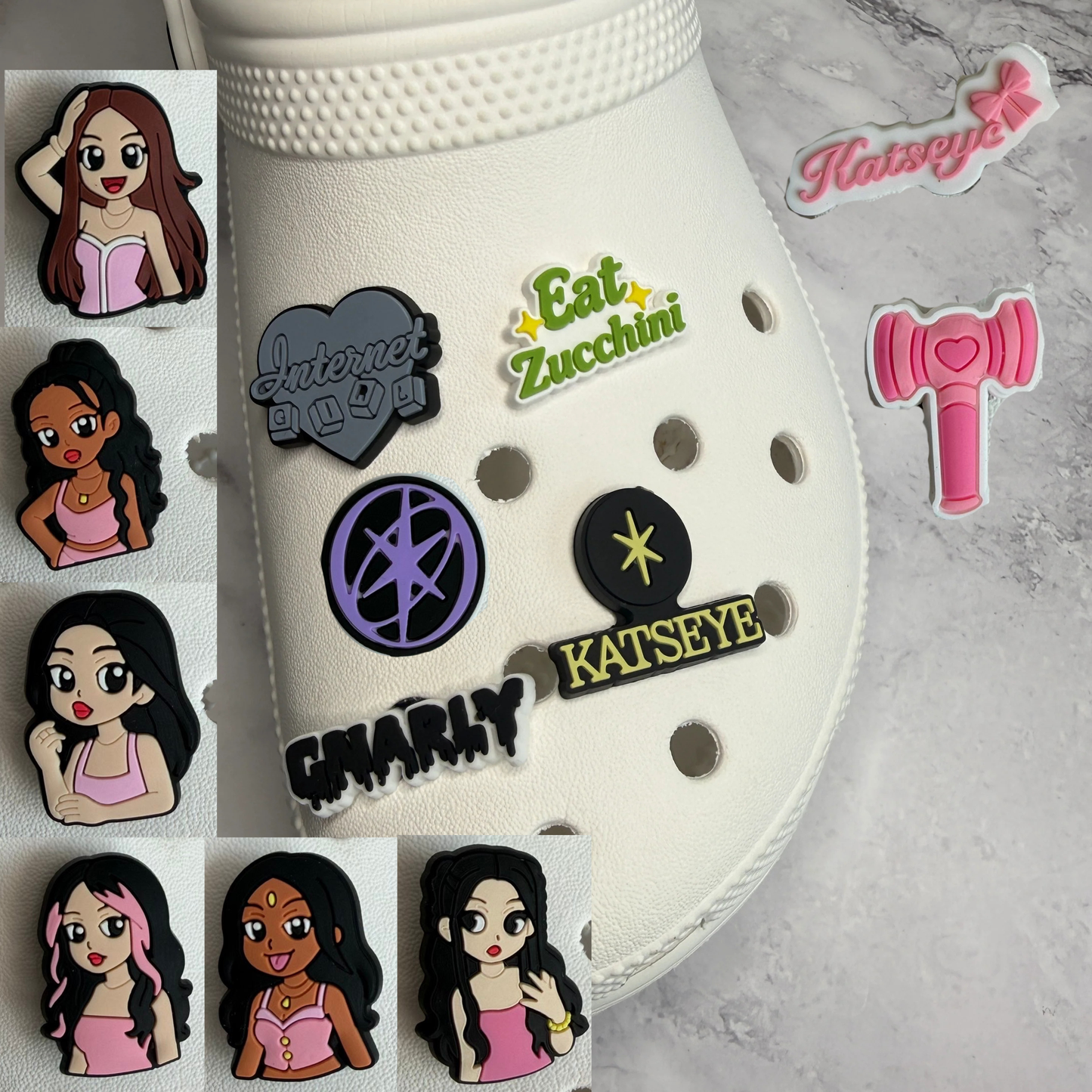 Katseye inspired Kpop group shoe charm collection - gnarly, internet girl