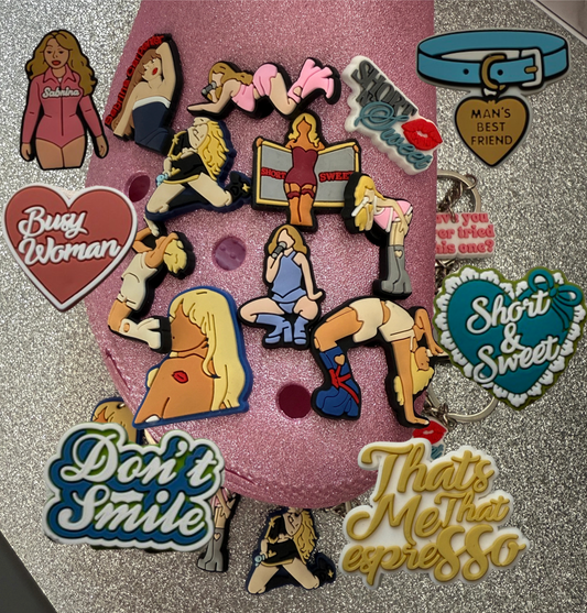 Sabrina Carpenter Short n Sweet SHOE CHARMS & KEYRINGS - MANCHILD mans bestfriend - `Juno 'have you ever tried this one'