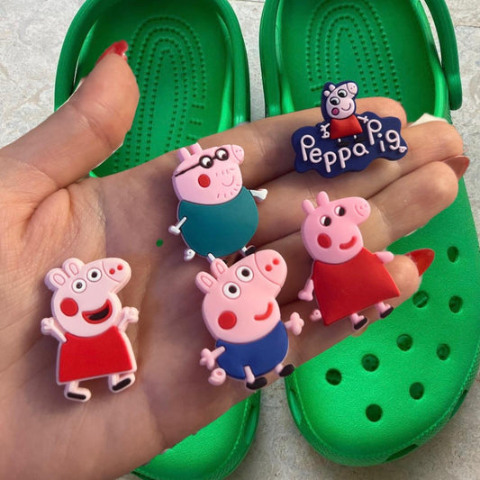 Pig family shoe charm collection