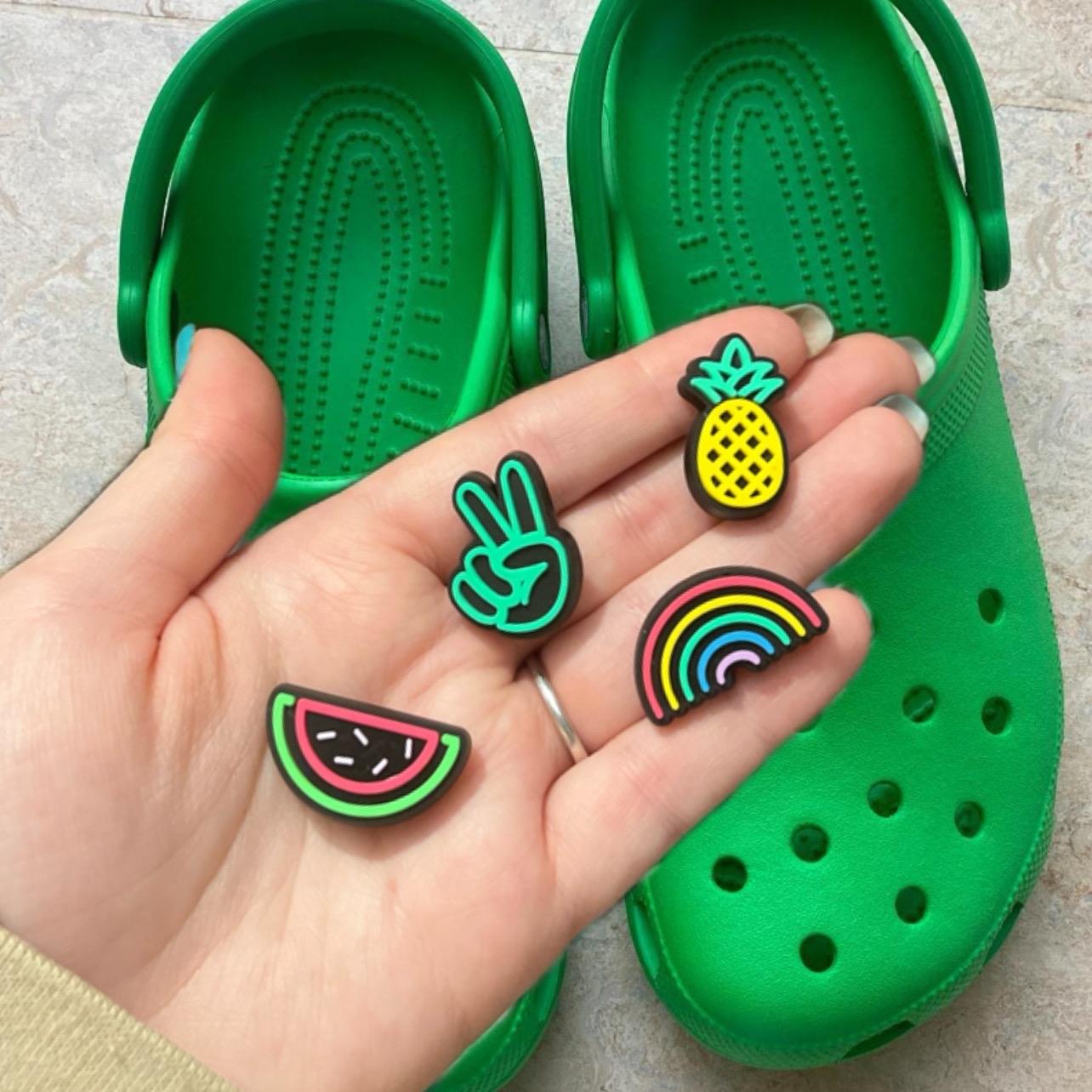 x4 Neon shoe charm BUNDLE - pineapple, peace sign, rainbow and pineapple